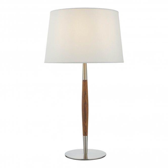 Detroit Table Lamp in Satin Nickel with Walnut Detail (Base Only)