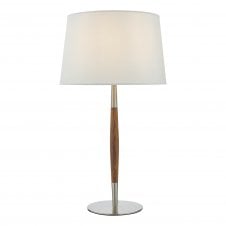 nickel and walnut table lamp
