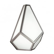 modern geometric design wall light with nickel frame and opal glass panels