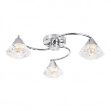 polished chrome 3 light semi-flush ceiling light