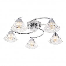polished chrome 5 light semi-flush ceiling light