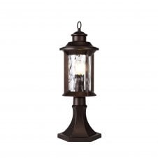 DIMPLE Exterior Pedestal Light Antique Bronze Clear Ripple Glass, IP54