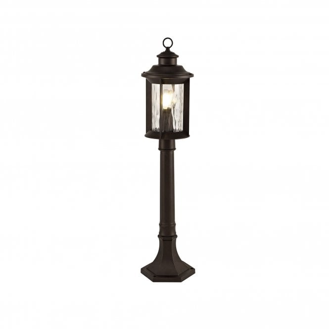 DIMPLE Exterior Post Lamp Antique Bronze Clear Ripple Glass, IP54,