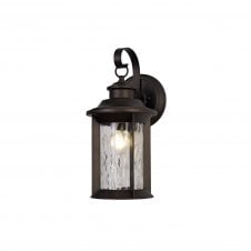 DIMPLE Exterior Wall Lantern Antique Bronze Clear Ripple Glass, IP54