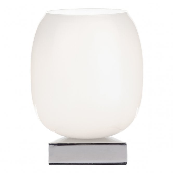 DINO Touch Table Lamp Polished Chrome White Glass Shade