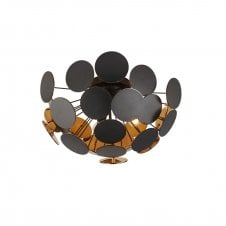 DISCUS  3 Light Black Gold Semi-Flush