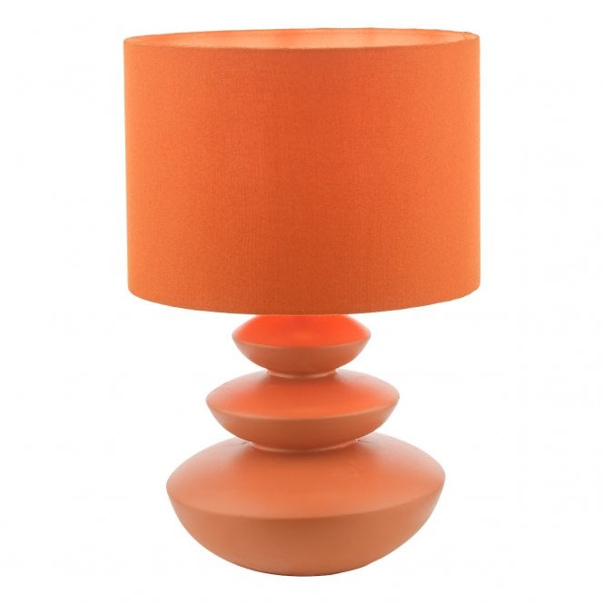 DISCUS Ceramic Table Lamp Orange | Matching Orange Drum Lamp Shade