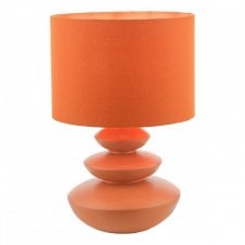DISCUS Ceramic Table Lamp Orange | Matching Orange Drum Lamp Shade