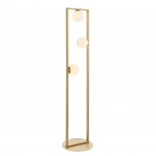 DISTINCTION 3 Light Floor Lamp in Brushed Gold with Opal Shades