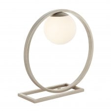 DISTINCTION Geometric Table Lamp in Brushed Silver with Opal Shade