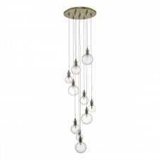 DITA 10 light cluster pendant in brass with ribbed glass shades