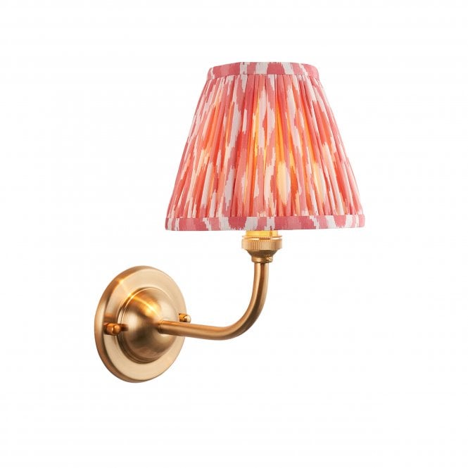 Dome Arc Wall Light with Ikat Shade in Coral Pink