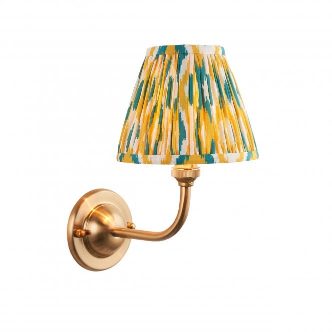 Dome Arc Wall Light with Ikat Shade in Yellow & Jade