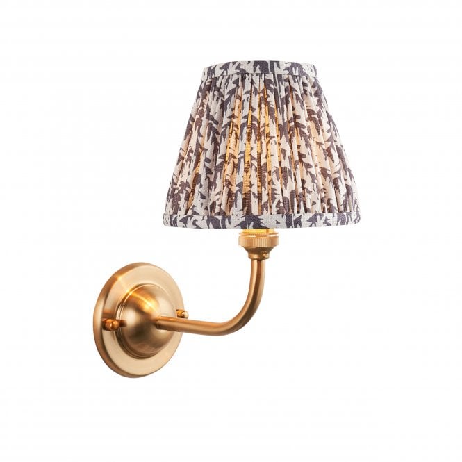Dome Arc Wall Light with Leaf Shade in Pearl Grey