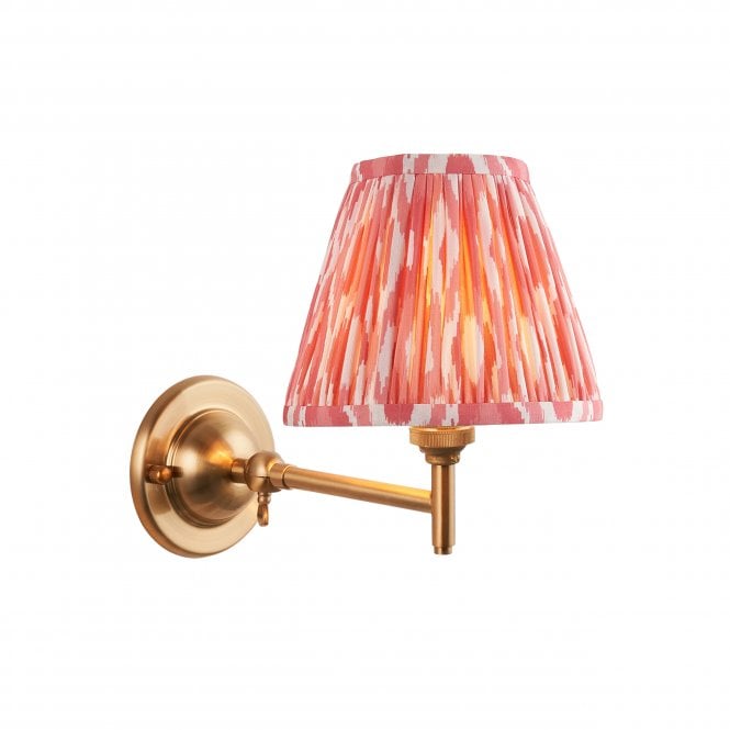 Dome Fold Wall Light with Ikat Shade in Coral Pink