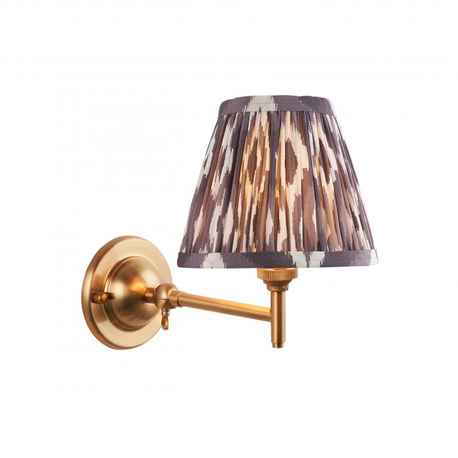 Dome Fold Wall Light with Ikat Shade in Pearl Grey