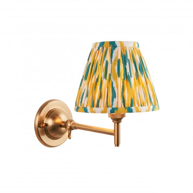 Dome Fold Wall Light with Ikat Shade in Yellow & Jade