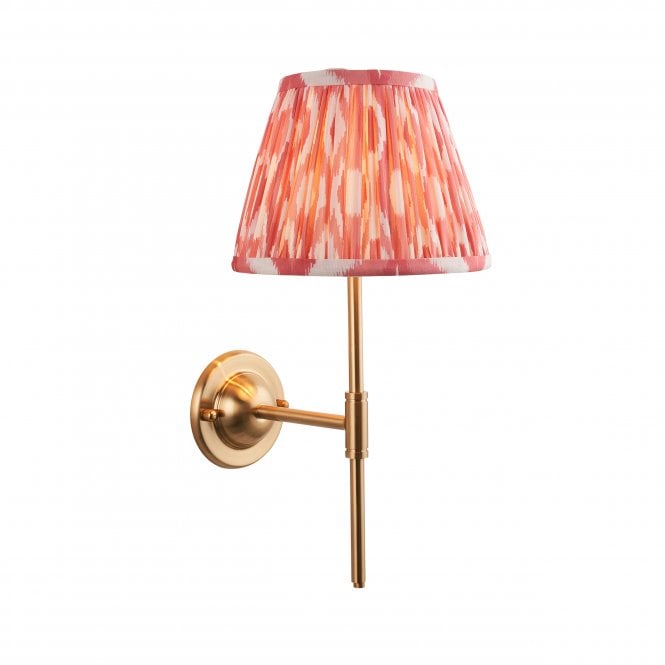 Dome T Bar Wall Light with Ikat Shade in Coral Pink