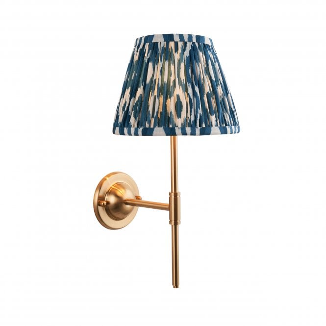 Dome T Bar Wall Light with Ikat Shade in Marlin Blue
