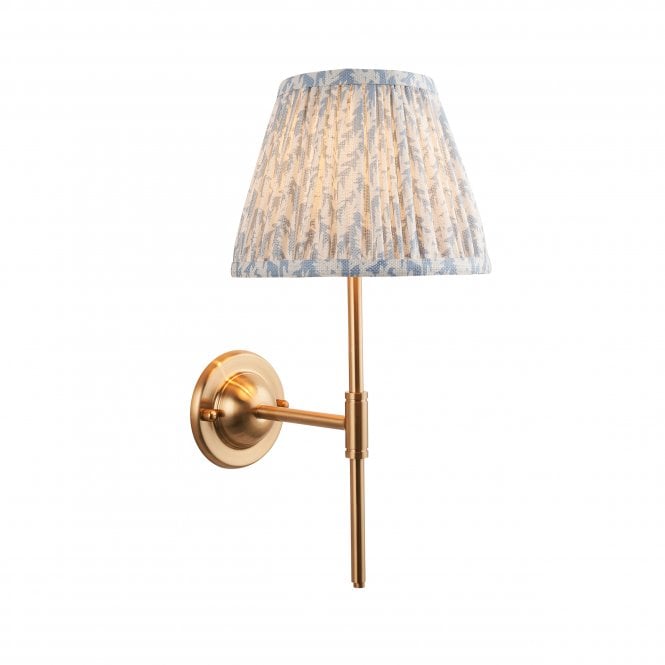 Dome T Bar Wall Light with Leaf Shade in Blue