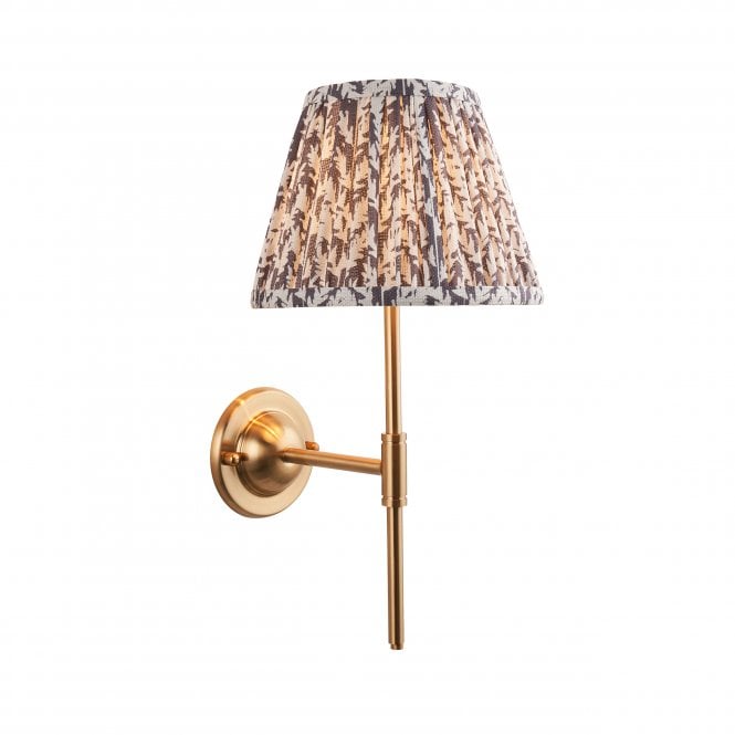 Dome T Bar Wall Light with Leaf Shade in Pearl Grey