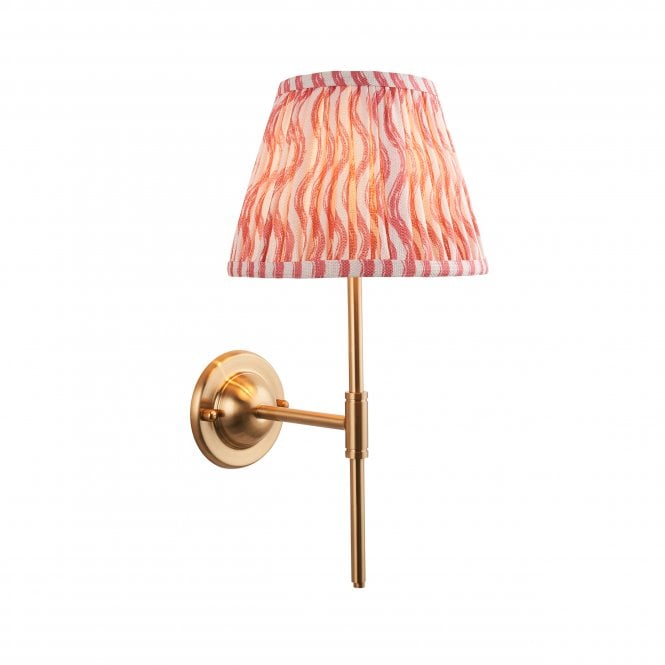Dome T Bar Wall Light with Ripple Shade in Coral Pink