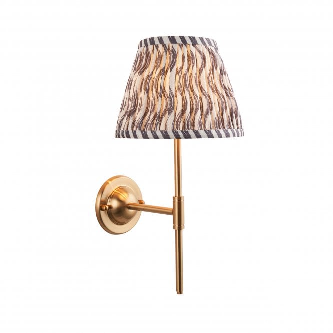 Dome T Bar Wall Light with Ripple Shade in Pearl Grey