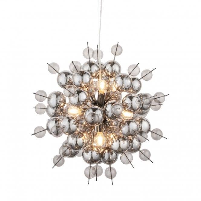 DORADUS Black Chrome Ceiling Pendant With Tinted Glass Spheres