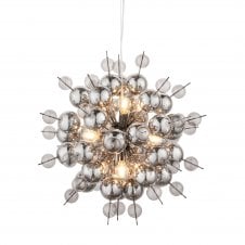 DORADUS Black Chrome Ceiling Pendant With Tinted Glass Spheres