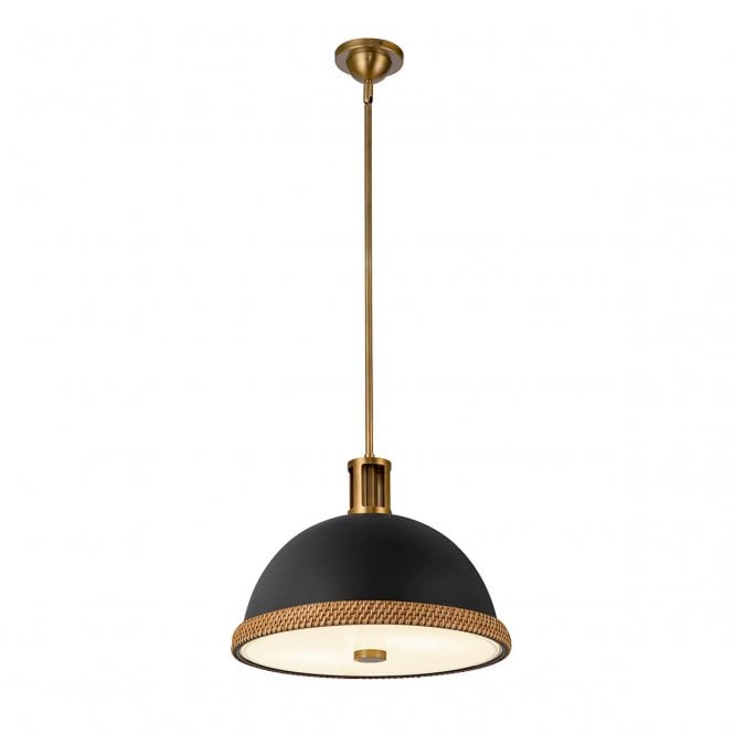 Doral 2 Light Pendant - Matte Black/Vintage Brass