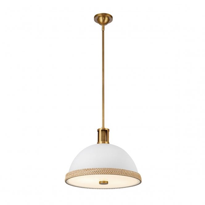 Doral Pendant in White and Vintage Brass