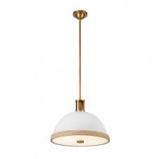 Doral Pendant in White and Vintage Brass