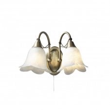 DOUBLET antique brass 2 light wall light, switched