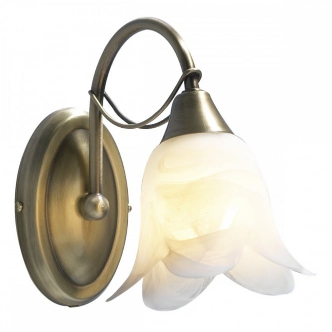 DOUBLET antique brass wall light, switched