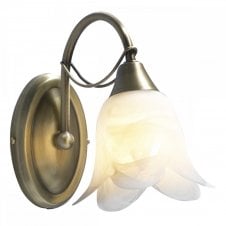 DOUBLET antique brass wall light, switched