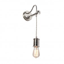 polished nickel hanging wall light with braided flex