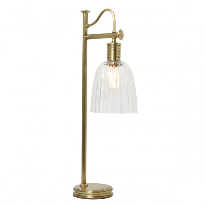 DOUILLE vintage industrial table lamp in aged brass finish