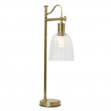 vintage industrial table lamp in an aged brass finish