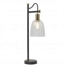vintage industrial table lamp in a black and polished brass finish