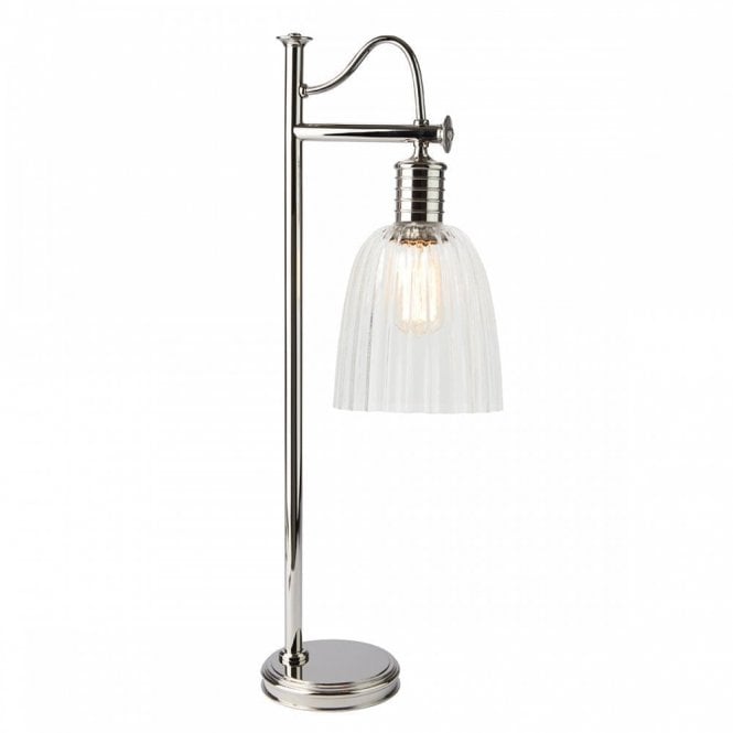 DOUILLE vintage industrial table lamp in polished nickel finish