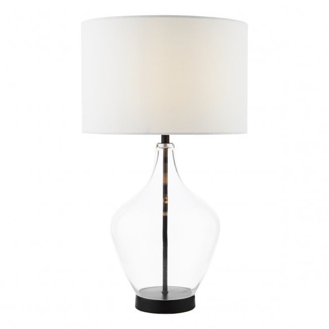 Drago Glass and Matt Black Table Lamp with Ivory Shade