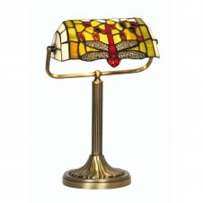 DRAGONFLY Tiffany Bankers Table Lamp in Antique Brass