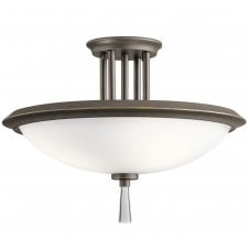 Semi Flush Fitting Bronze, Opal Glass Crystal