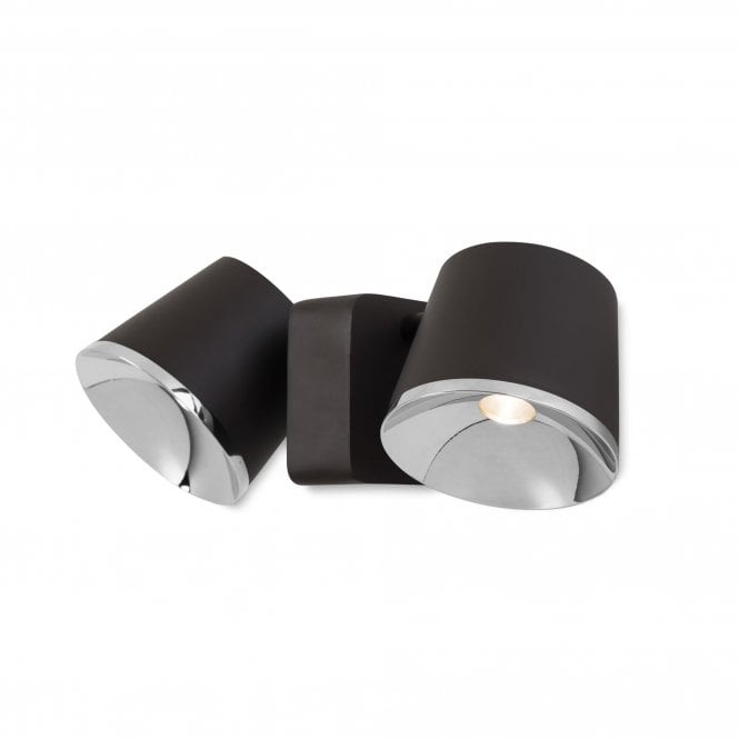 DRONE dark brown and chrome LED double wall light