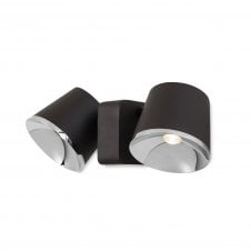 DRONE dark brown and chrome LED double wall light