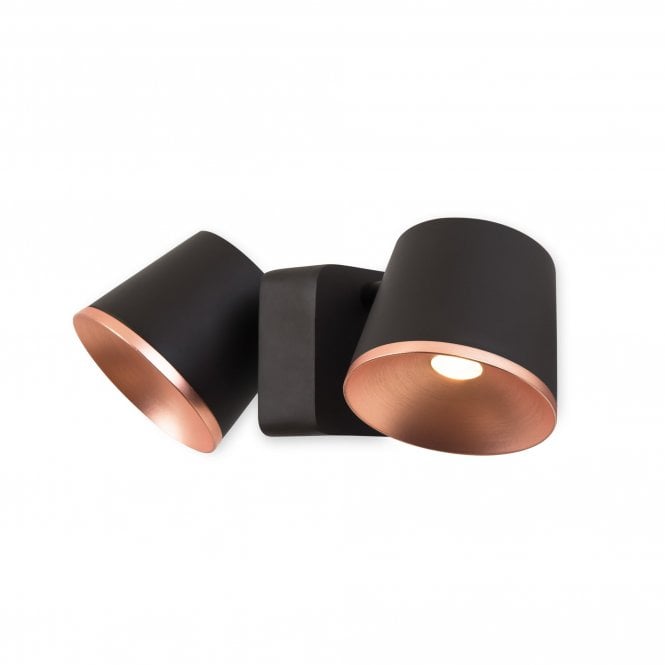 DRONE dark brown and copper LED double wall light