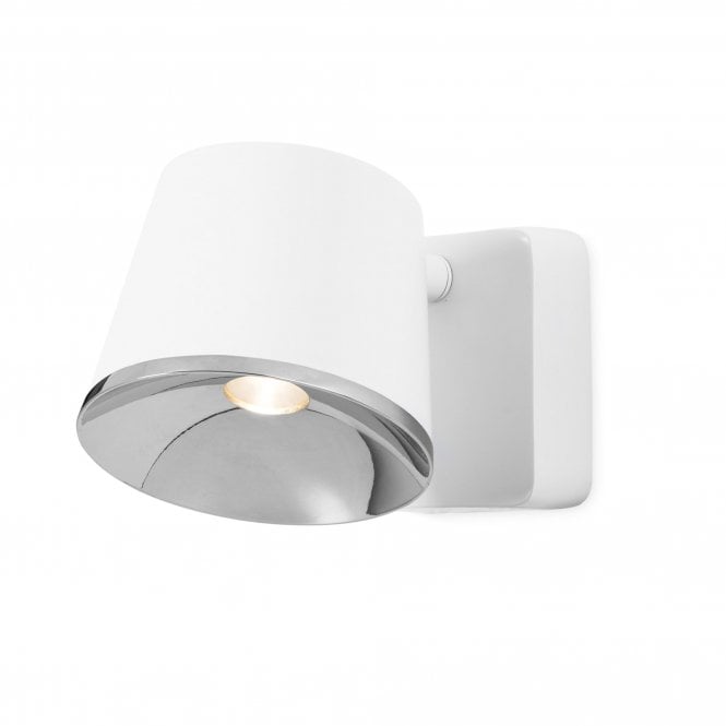 DRONE matte white and chrome LED wall light