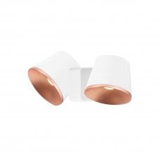 DRONE matte white and copper LED double wall light