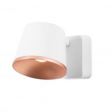 DRONE matte white and copper LED wall light