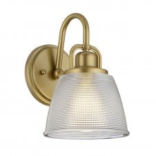 Wall Light Brass Prismatic Clear Glass Shade